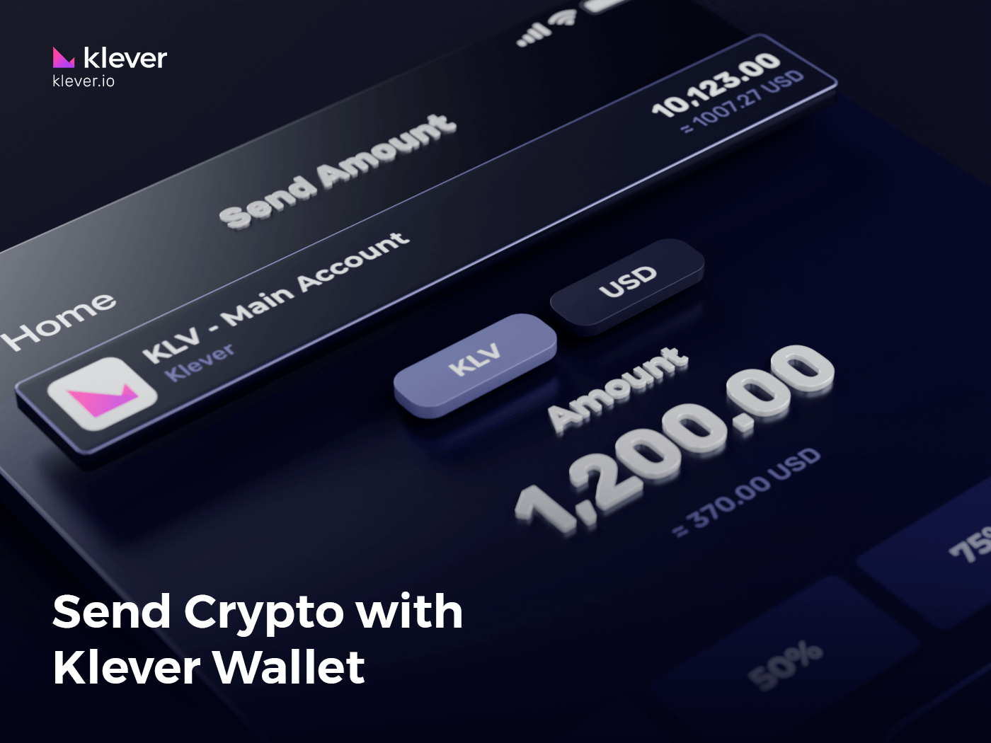 Close-up of Klever Wallet interface showing a crypto transfer screen