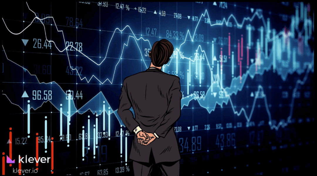 Illustration of an investor analyzing financial charts with market trends.