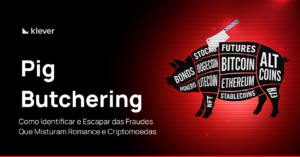 Imagem ilustrativa sobre golpes de pig butchering, mostrando um porco com cortes nomeados com ativos financeiros como Bitcoin, Ethereum e altcoins, simbolizando fraudes que misturam romance e investimentos em criptomoedas