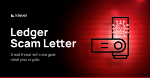 Ledger physical letter scam warning image with USB wallet and message to protect your crypto.