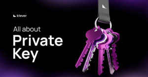 Keychain with five shiny purple keys on a dark background, representing private key security in crypto assets.