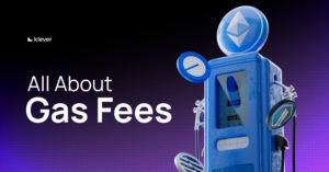 Illustration of a gas pump with Ethereum and L2s logos, symbolizing crypto network fees in Klever content about gas fees.